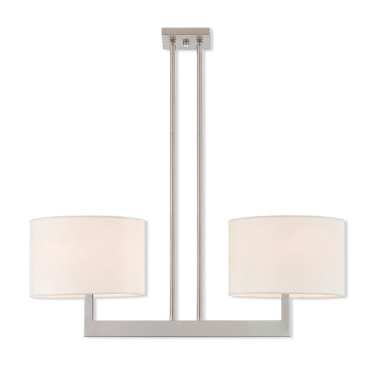 Nickel Two Light Metal Dimmable Chandelier With Shades HomeRoots