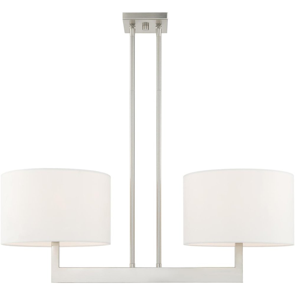 Nickel Two Light Metal Dimmable Chandelier With Shades HomeRoots
