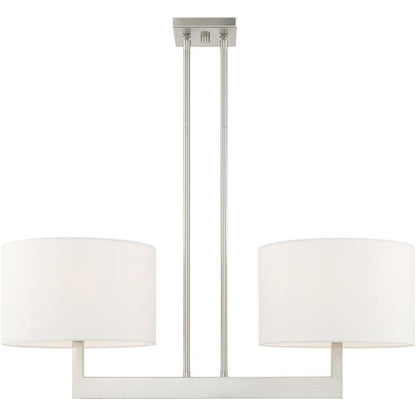Nickel Two Light Metal Dimmable Chandelier With Shades HomeRoots