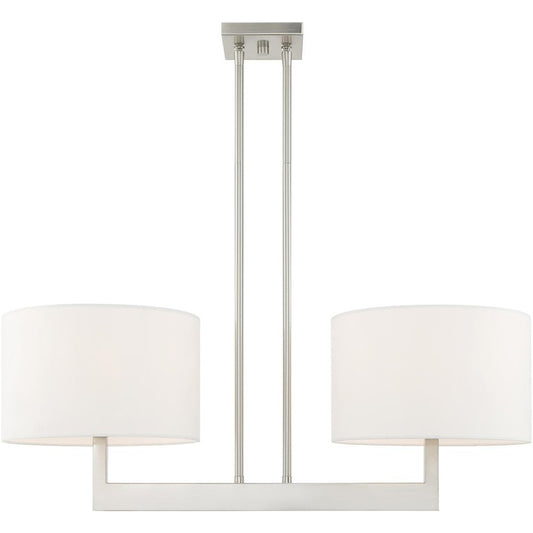 Nickel Two Light Metal Dimmable Chandelier With Shades HomeRoots