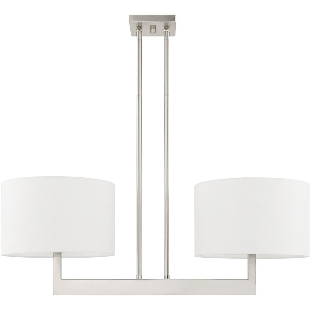 Nickel Two Light Metal Dimmable Chandelier With Shades HomeRoots