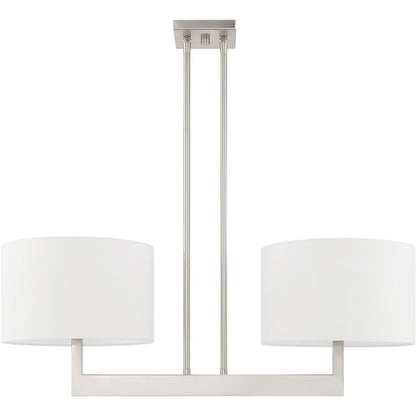 Nickel Two Light Metal Dimmable Chandelier With Shades HomeRoots