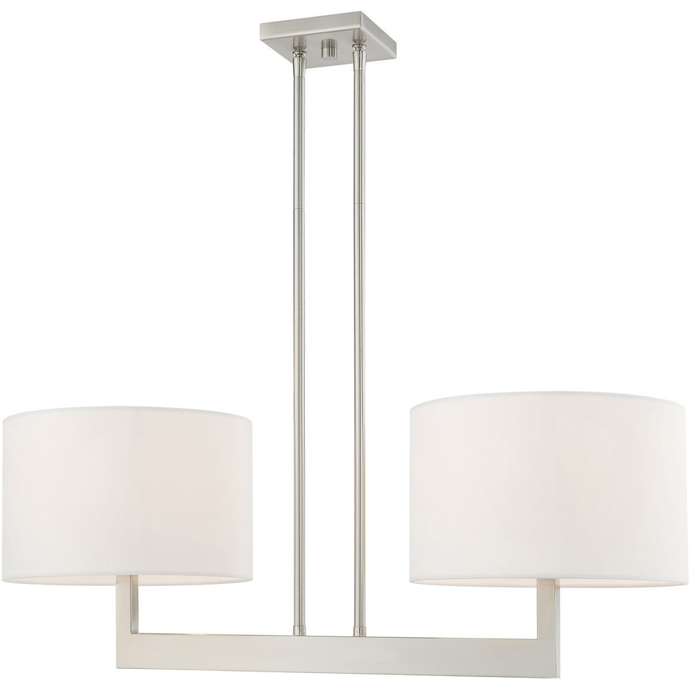 Nickel Two Light Metal Dimmable Chandelier With Shades HomeRoots