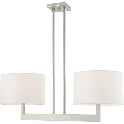 Nickel Two Light Metal Dimmable Chandelier With Shades HomeRoots