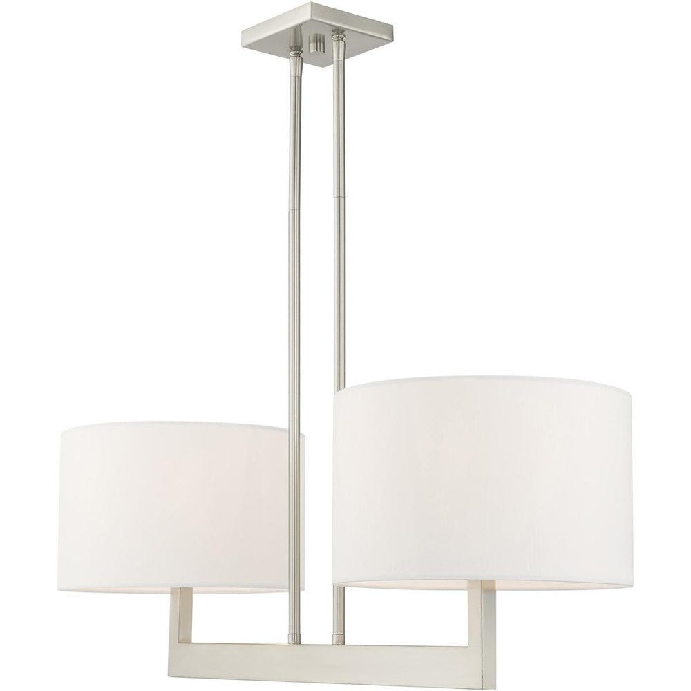 Nickel Two Light Metal Dimmable Chandelier With Shades HomeRoots