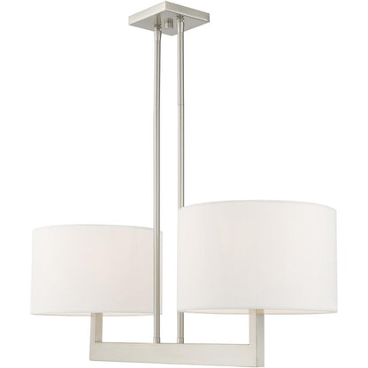 Nickel Two Light Metal Dimmable Chandelier With Shades HomeRoots