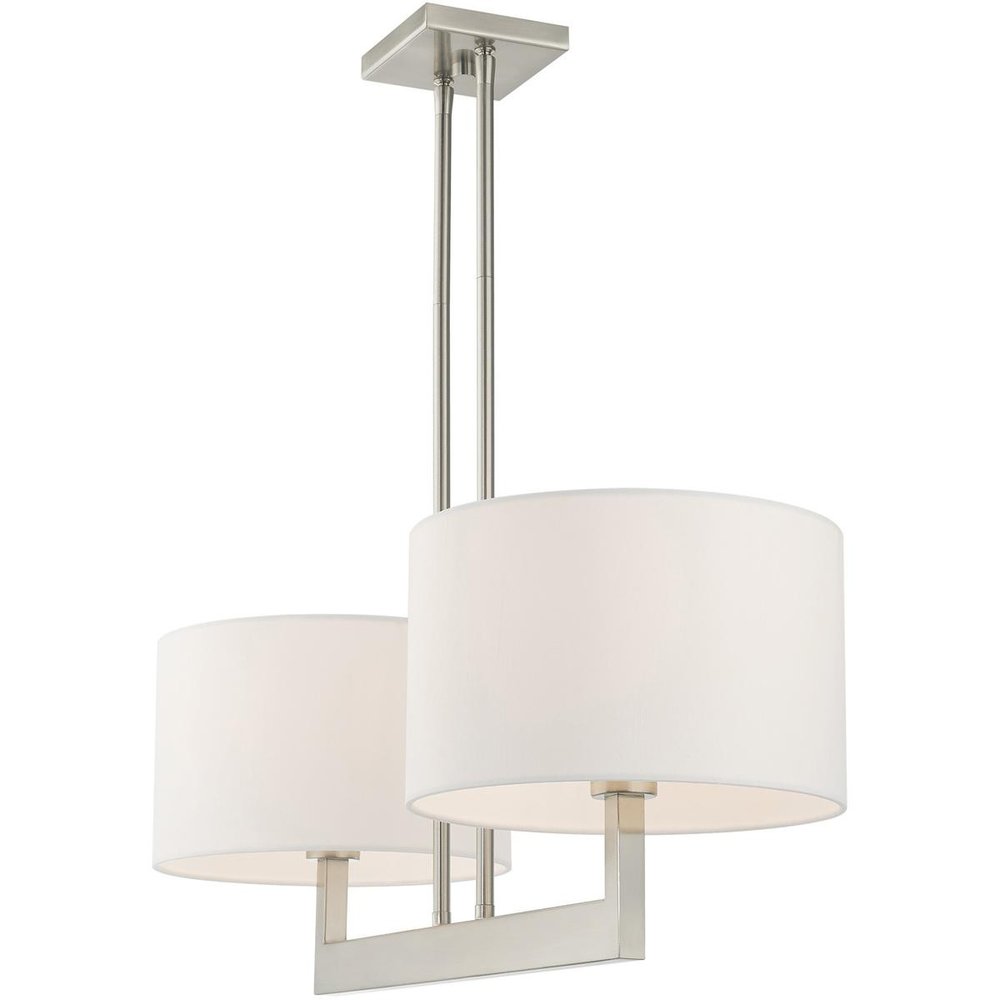Nickel Two Light Metal Dimmable Chandelier With Shades HomeRoots