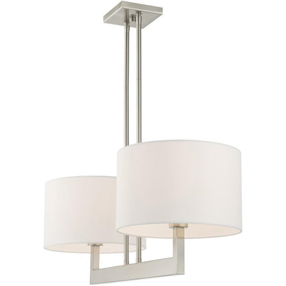 Nickel Two Light Metal Dimmable Chandelier With Shades HomeRoots