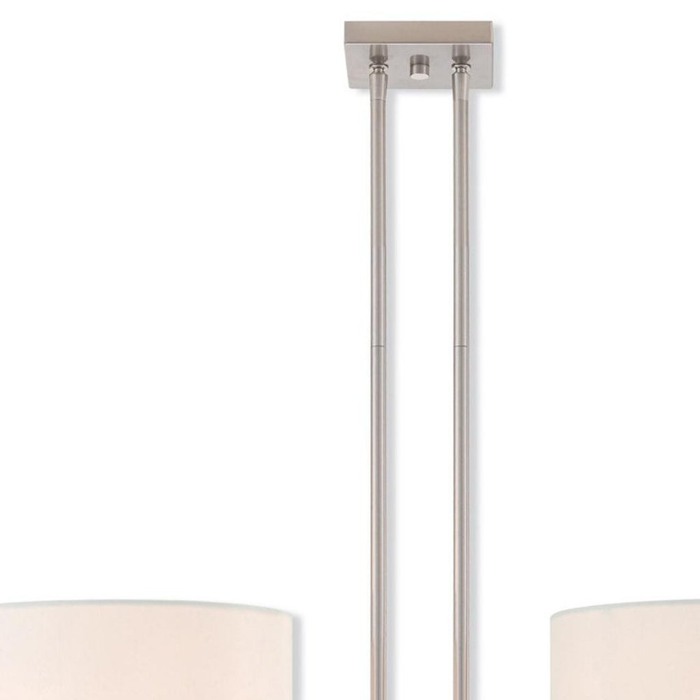 Nickel Two Light Metal Dimmable Chandelier With Shades HomeRoots