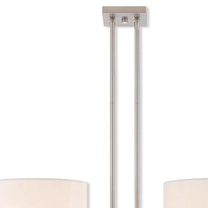 Nickel Two Light Metal Dimmable Chandelier With Shades HomeRoots