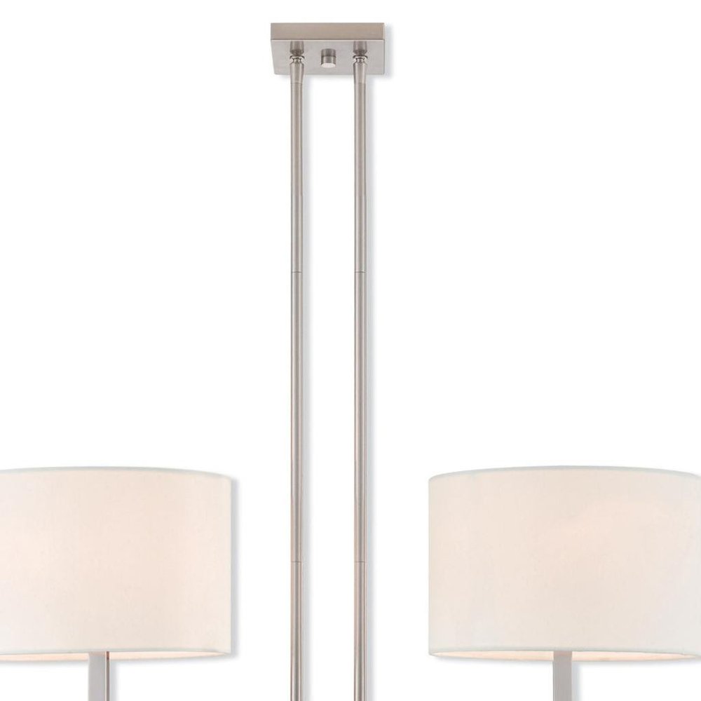 Nickel Two Light Metal Dimmable Chandelier With Shades HomeRoots