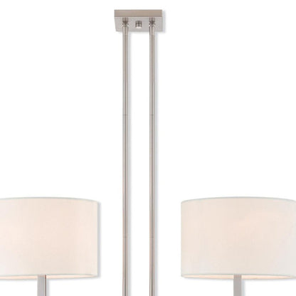 Nickel Two Light Metal Dimmable Chandelier With Shades HomeRoots
