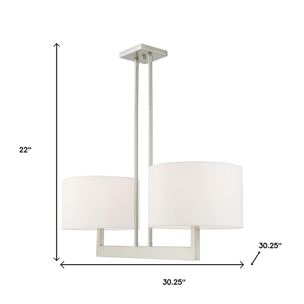 Nickel Two Light Metal Dimmable Chandelier With Shades HomeRoots