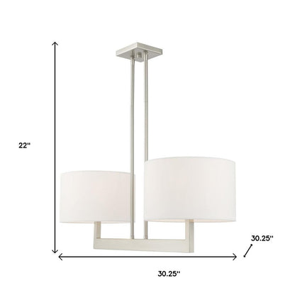 Nickel Two Light Metal Dimmable Chandelier With Shades HomeRoots