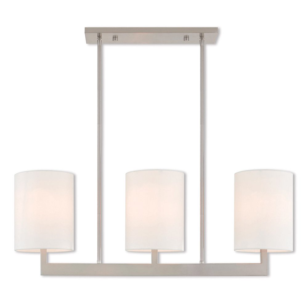 Nickel Three Light Metal Dimmable Chandelier With Shades HomeRoots