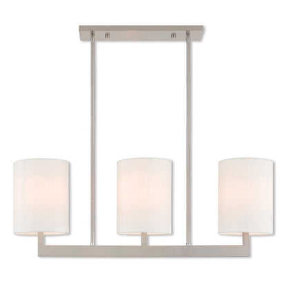 Nickel Three Light Metal Dimmable Chandelier With Shades HomeRoots