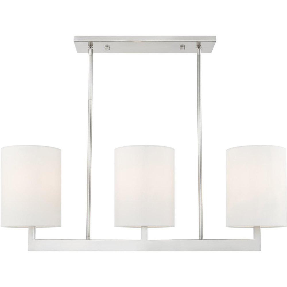 Nickel Three Light Metal Dimmable Chandelier With Shades HomeRoots