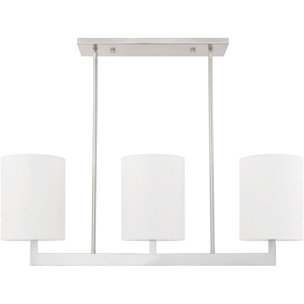 Nickel Three Light Metal Dimmable Chandelier With Shades HomeRoots