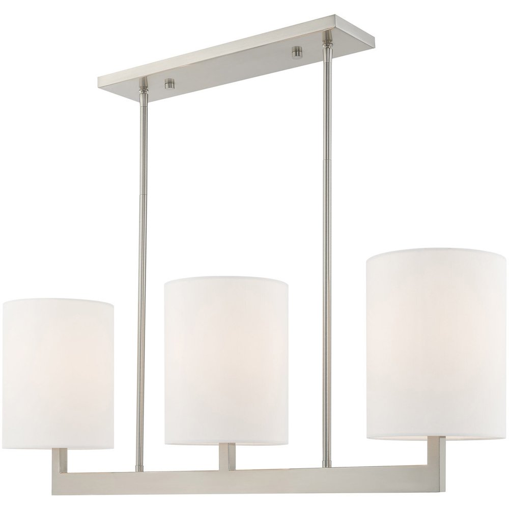 Nickel Three Light Metal Dimmable Chandelier With Shades HomeRoots