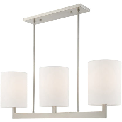 Nickel Three Light Metal Dimmable Chandelier With Shades HomeRoots