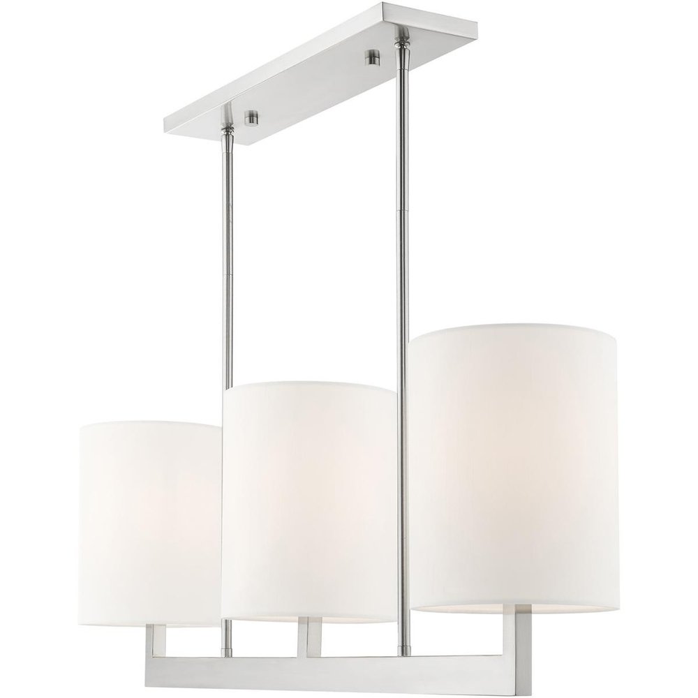 Nickel Three Light Metal Dimmable Chandelier With Shades HomeRoots