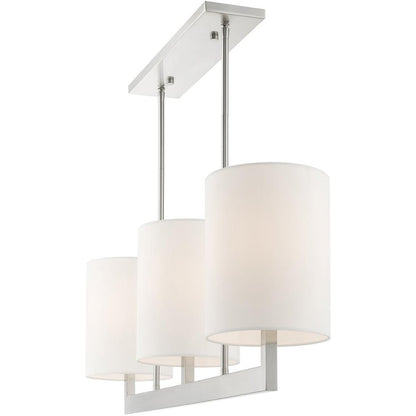 Nickel Three Light Metal Dimmable Chandelier With Shades HomeRoots