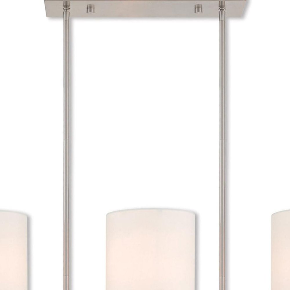 Nickel Three Light Metal Dimmable Chandelier With Shades HomeRoots
