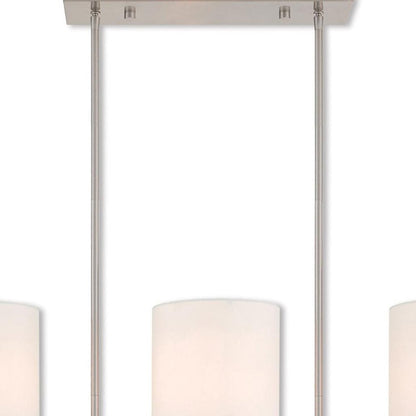 Nickel Three Light Metal Dimmable Chandelier With Shades HomeRoots