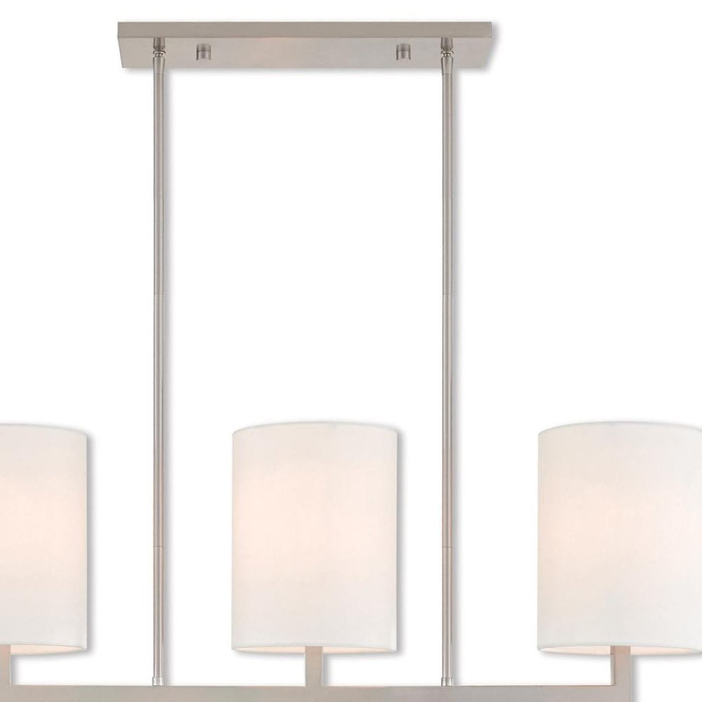 Nickel Three Light Metal Dimmable Chandelier With Shades HomeRoots