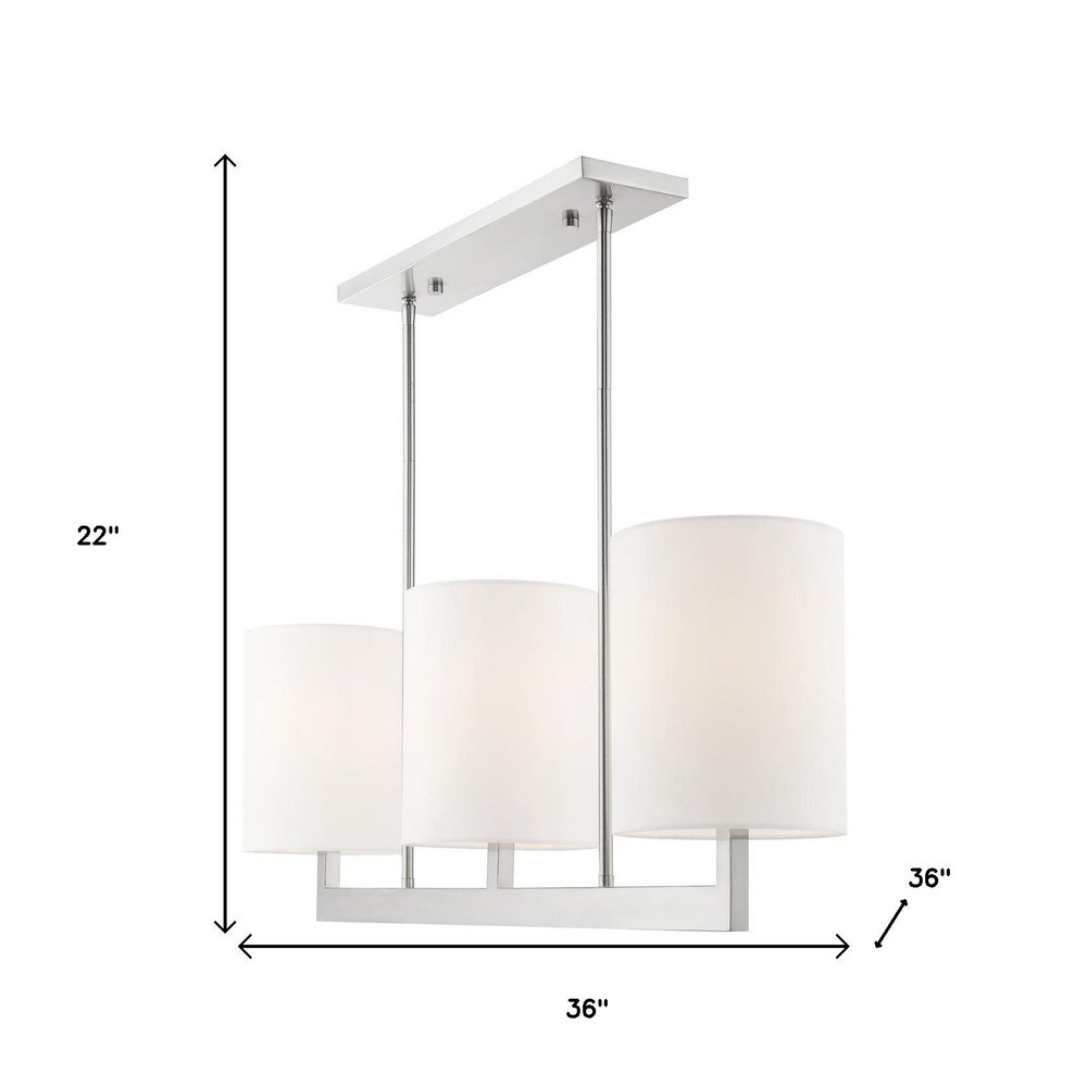 Nickel Three Light Metal Dimmable Chandelier With Shades HomeRoots