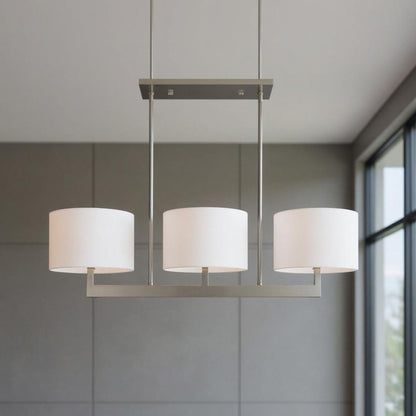 Nickel Three Light Metal Dimmable Chandelier With Shades HomeRoots