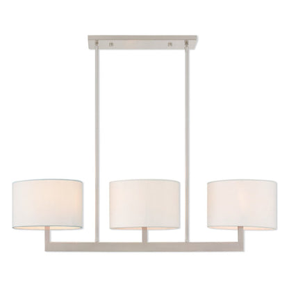 Nickel Three Light Metal Dimmable Chandelier With Shades HomeRoots