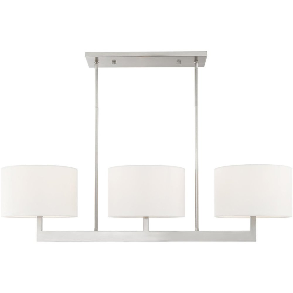 Nickel Three Light Metal Dimmable Chandelier With Shades HomeRoots