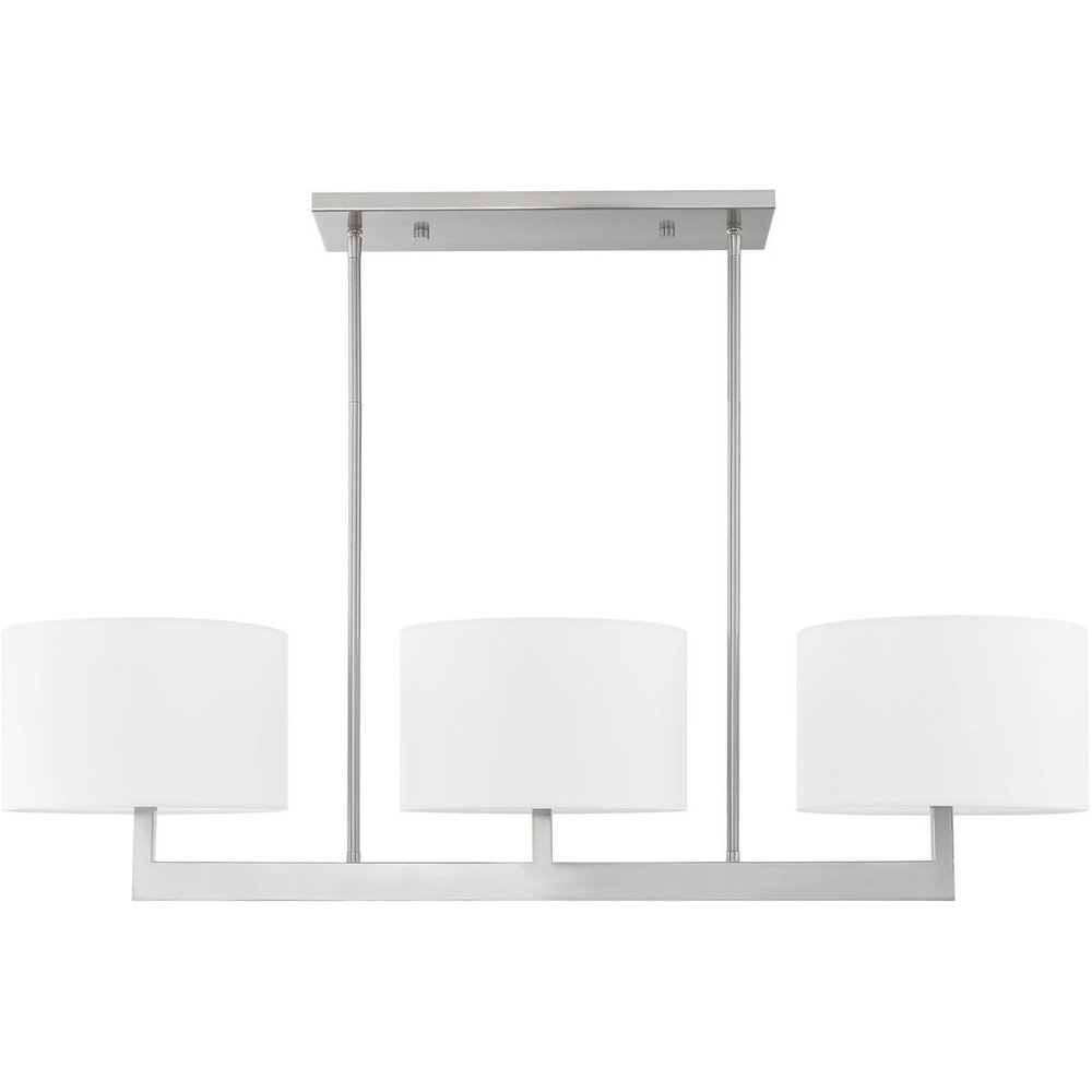 Nickel Three Light Metal Dimmable Chandelier With Shades HomeRoots