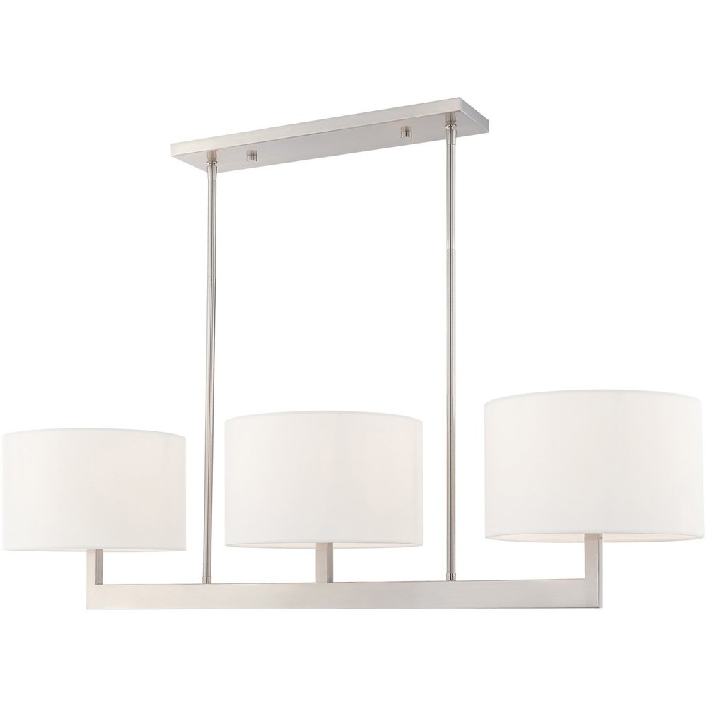 Nickel Three Light Metal Dimmable Chandelier With Shades HomeRoots