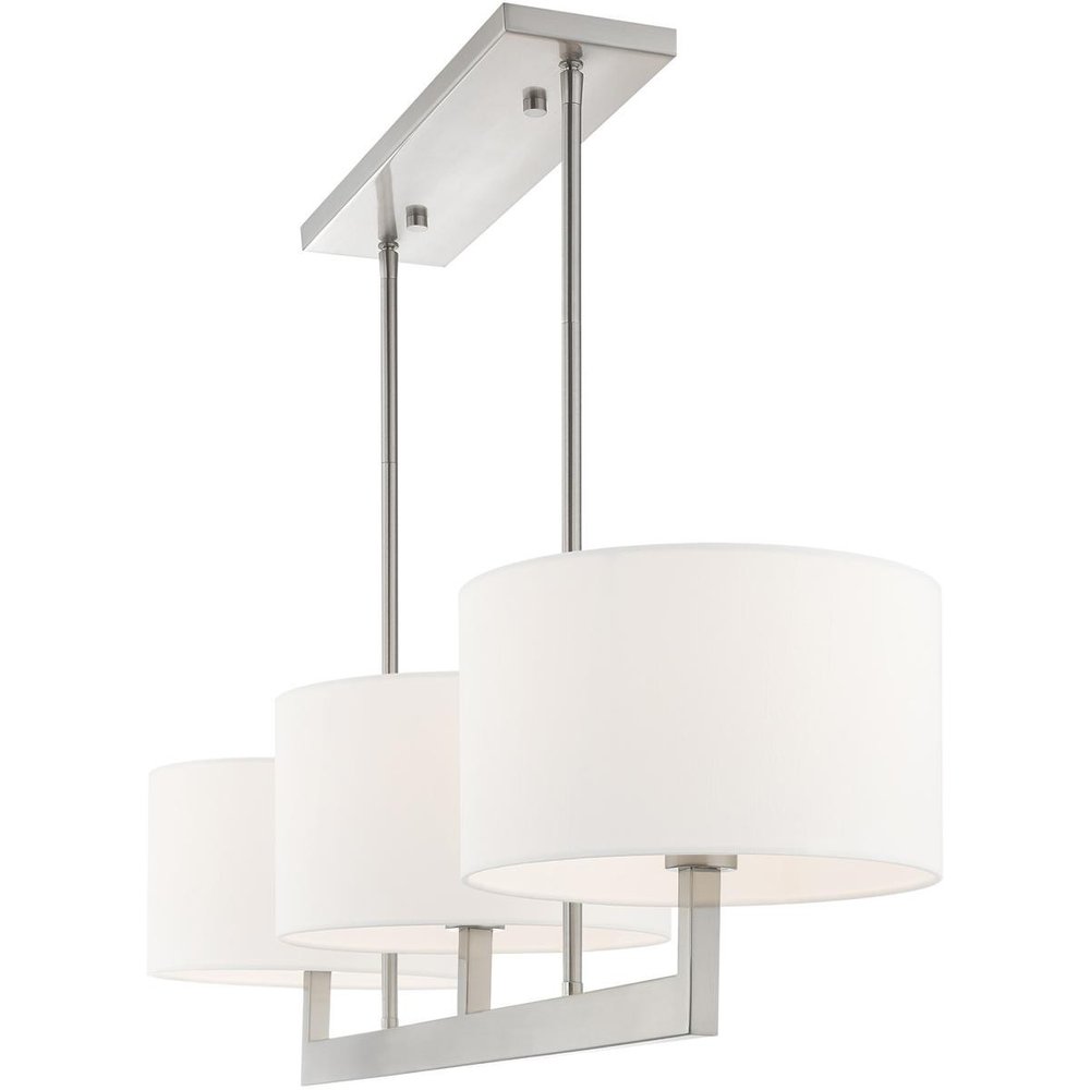 Nickel Three Light Metal Dimmable Chandelier With Shades HomeRoots