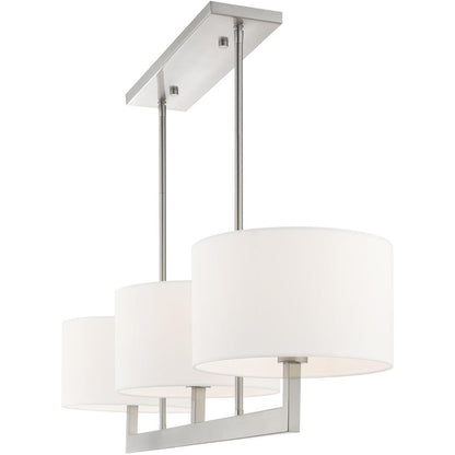 Nickel Three Light Metal Dimmable Chandelier With Shades HomeRoots