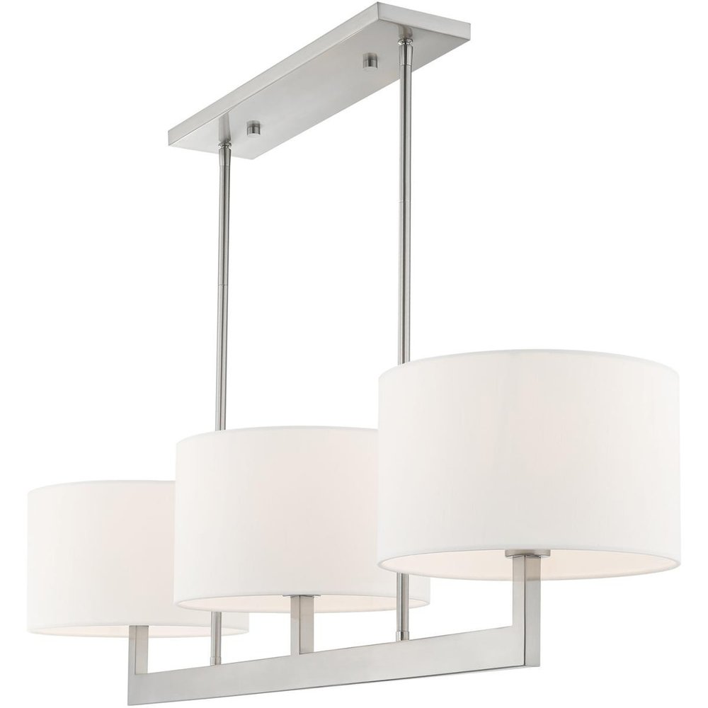 Nickel Three Light Metal Dimmable Chandelier With Shades HomeRoots