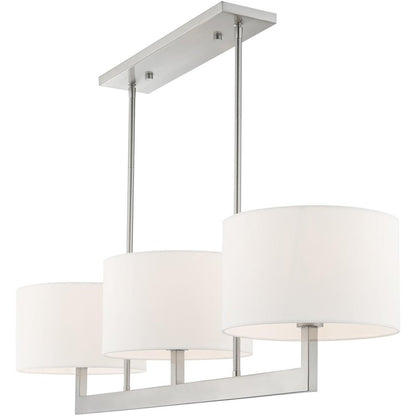 Nickel Three Light Metal Dimmable Chandelier With Shades HomeRoots