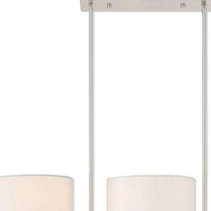 Nickel Three Light Metal Dimmable Chandelier With Shades HomeRoots