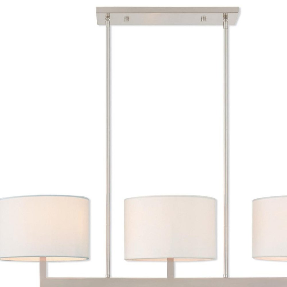Nickel Three Light Metal Dimmable Chandelier With Shades HomeRoots
