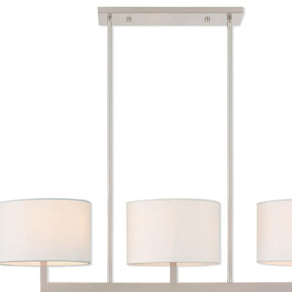 Nickel Three Light Metal Dimmable Chandelier With Shades HomeRoots