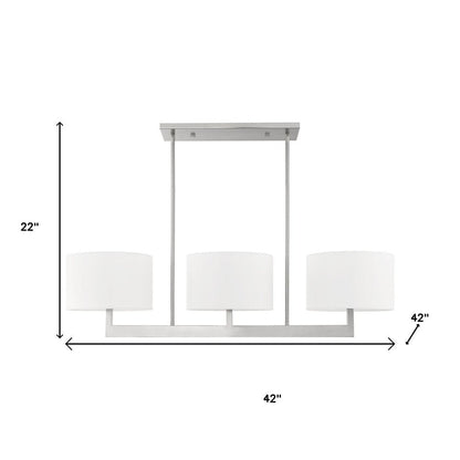 Nickel Three Light Metal Dimmable Chandelier With Shades HomeRoots
