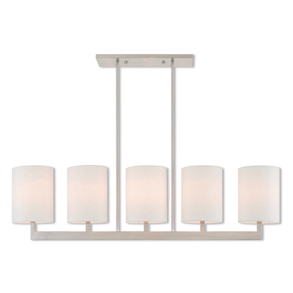 Nickel Five Light Metal Dimmable Chandelier With Shades HomeRoots