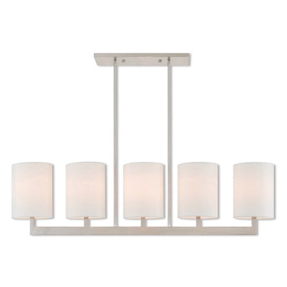 Nickel Five Light Metal Dimmable Chandelier With Shades HomeRoots
