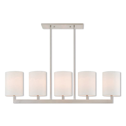 Nickel Five Light Metal Dimmable Chandelier With Shades HomeRoots