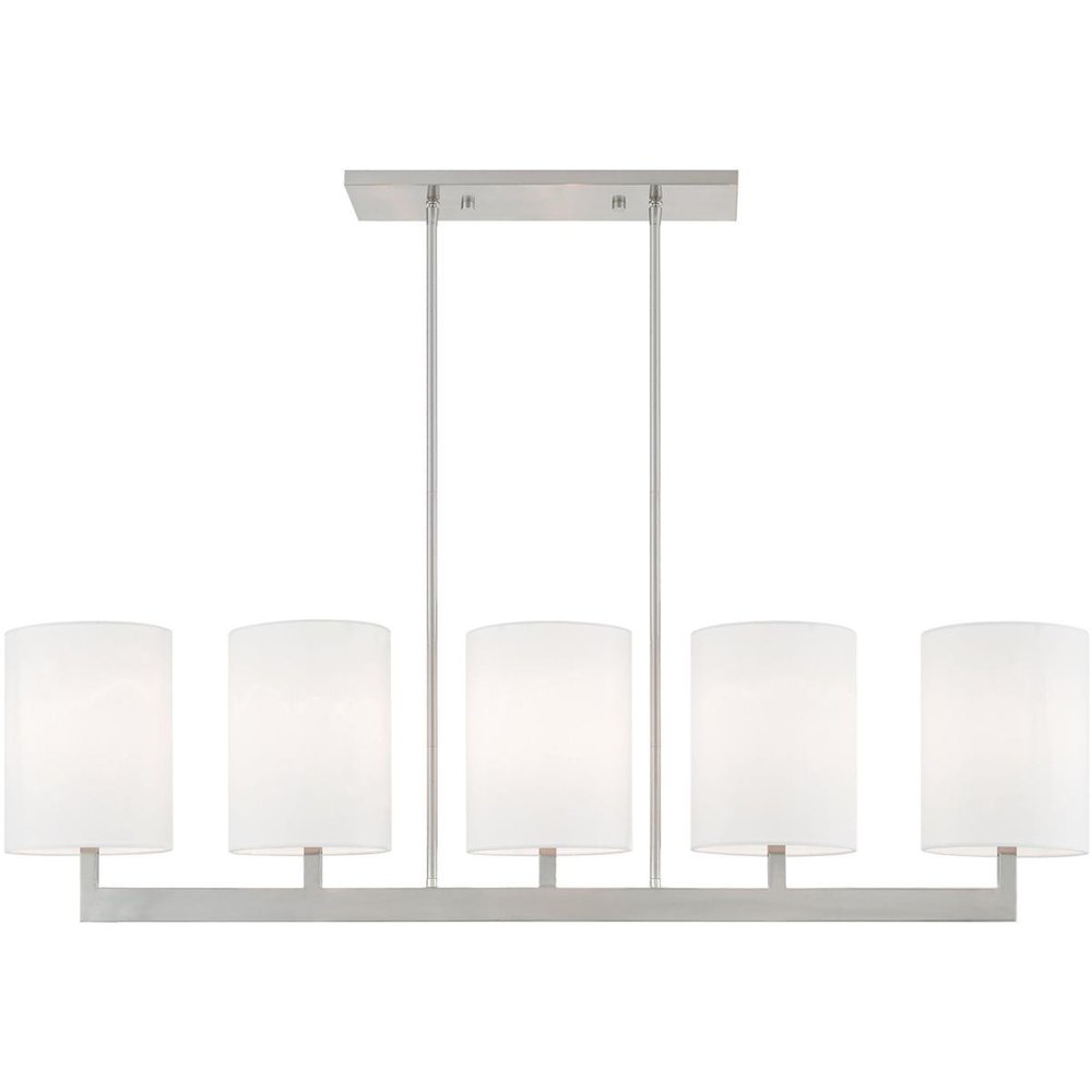 Nickel Five Light Metal Dimmable Chandelier With Shades HomeRoots