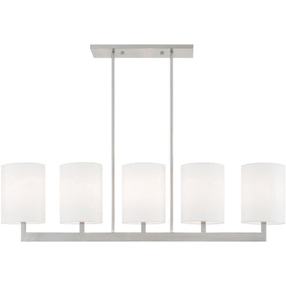 Nickel Five Light Metal Dimmable Chandelier With Shades HomeRoots