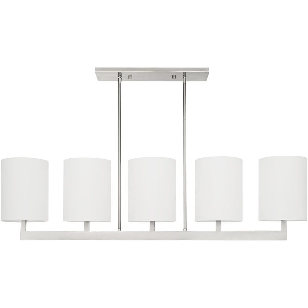 Nickel Five Light Metal Dimmable Chandelier With Shades HomeRoots