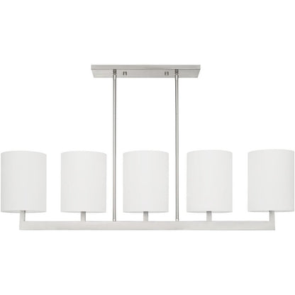 Nickel Five Light Metal Dimmable Chandelier With Shades HomeRoots